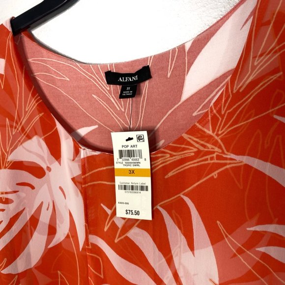 NWT Alfani Plus Chiffon Split Front Pullover Top - Picture 3 of 6